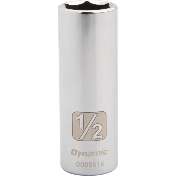 Dynamic Tools 1/4" Drive 6 Point SAE, 1/2" Deep Length, Chrome Finish Socket (D003516)