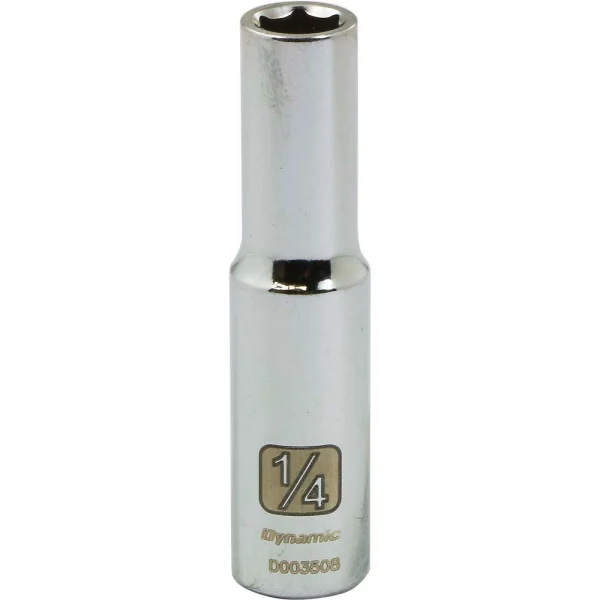 Dynamic Tools 1/4" Drive 6 Point SAE, 1/4" Deep Length, Chrome Finish Socket (D003508)