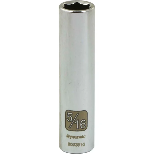 Dynamic Tools 1/4" Drive 6 Point SAE, 5/16" Deep Length, Chrome Finish Socket (D003510)