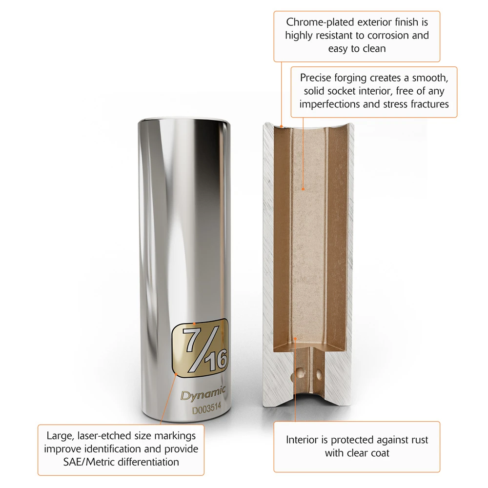 Dynamic Tools 1/4" Drive 6 Point SAE, 5/16" Deep Length, Chrome Finish Socket (D003510) — product image 9