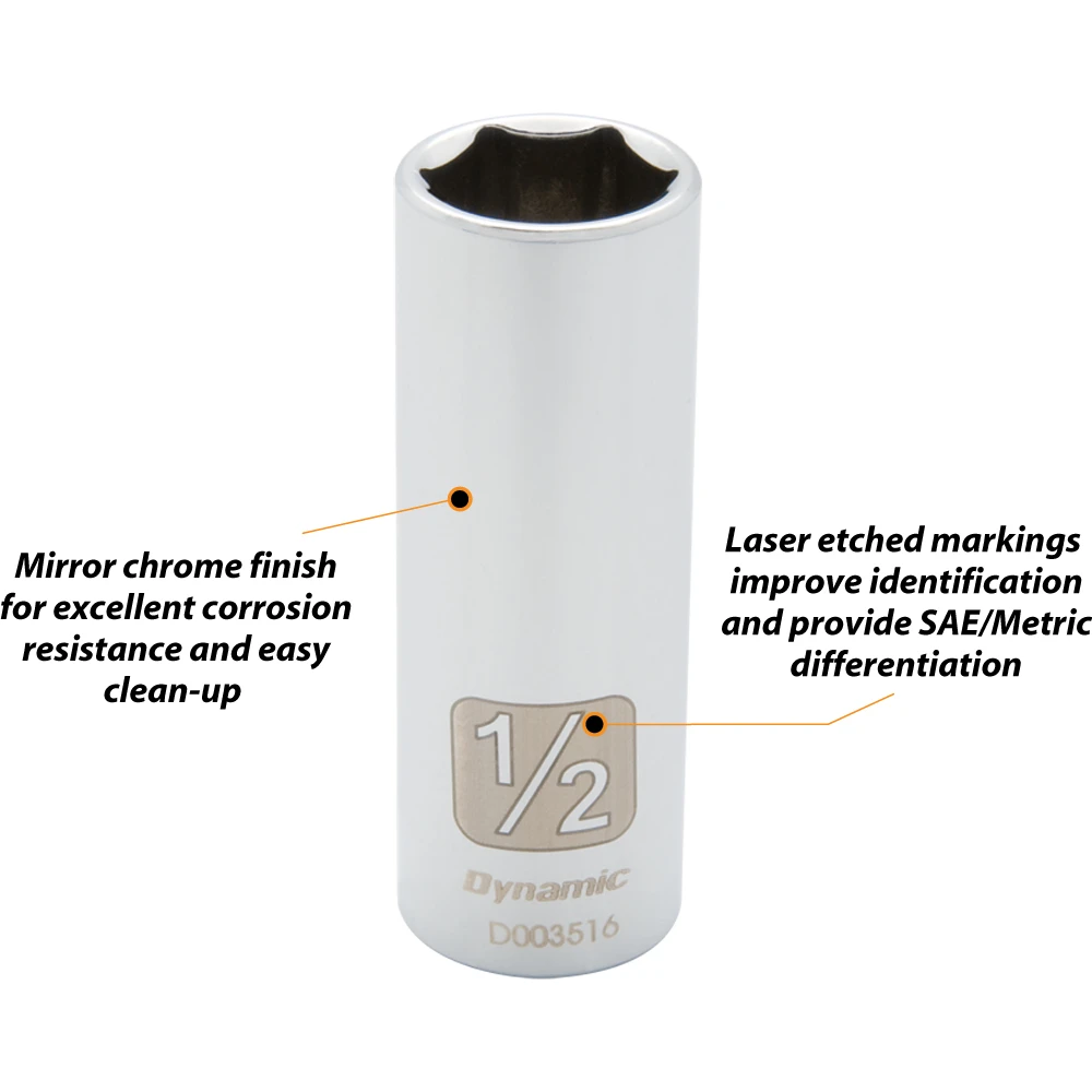 Dynamic Tools 1/4" Drive 6 Point SAE, 7/32" Deep Length, Chrome Finish Socket (D003506) — product image 9