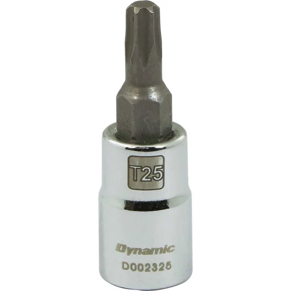 Dynamic Tools 1/4" Drive Torx® Head Socket, Standard Length Chrome Finish, Torx® Bit T25 (D002325)