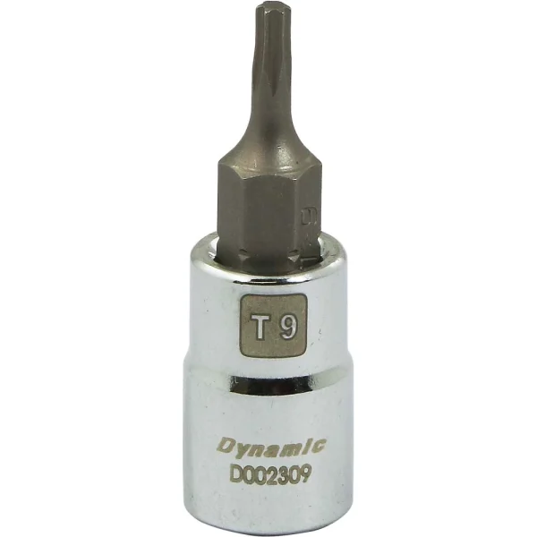 Dynamic Tools 1/4" Drive Torx® Head Socket, Standard Length Chrome Finish, Torx® Bit T9 (D002309)