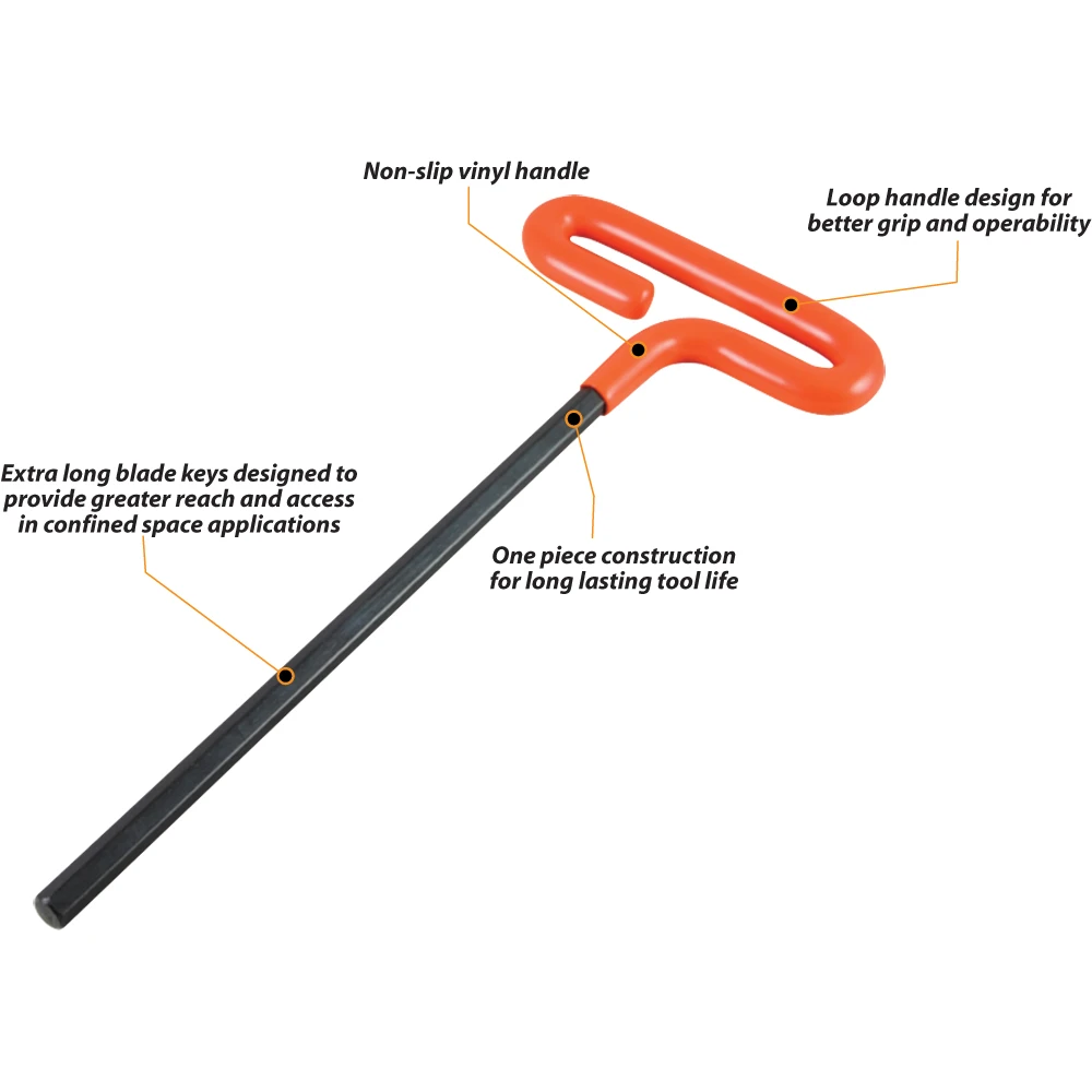 Dynamic Tools 1/4" Loop Handle Hex Key, 9" Long (D043409) — product image 3