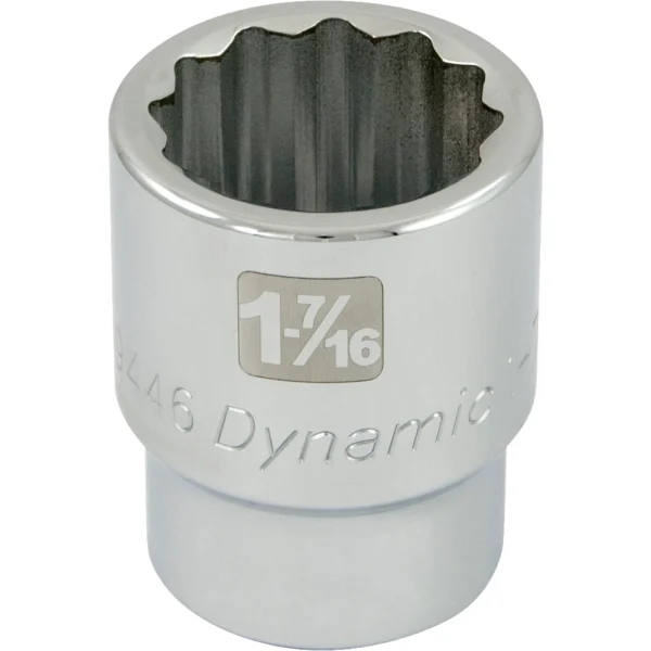 Dynamic Tools 1-7/16" X 1" Drive, 12 Point Standard Length, Chrome Socket (D099446)