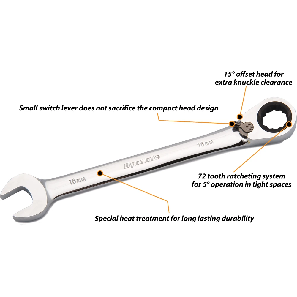 Dynamic Tools 11/16" Reversible Combination Ratcheting Wrench (D076022) — product image 3