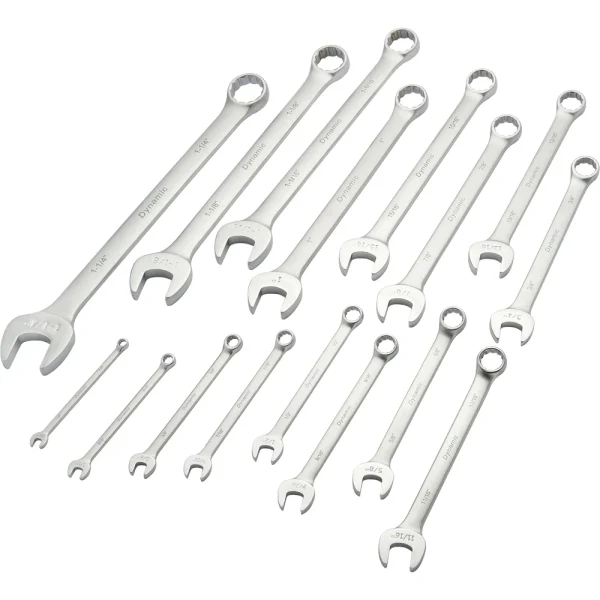 Dynamic Tools 16 Piece SAE Combination Wrench Set, Contractor Series, Satin Finish, 1/4" - 1-1/4" (D074221)
