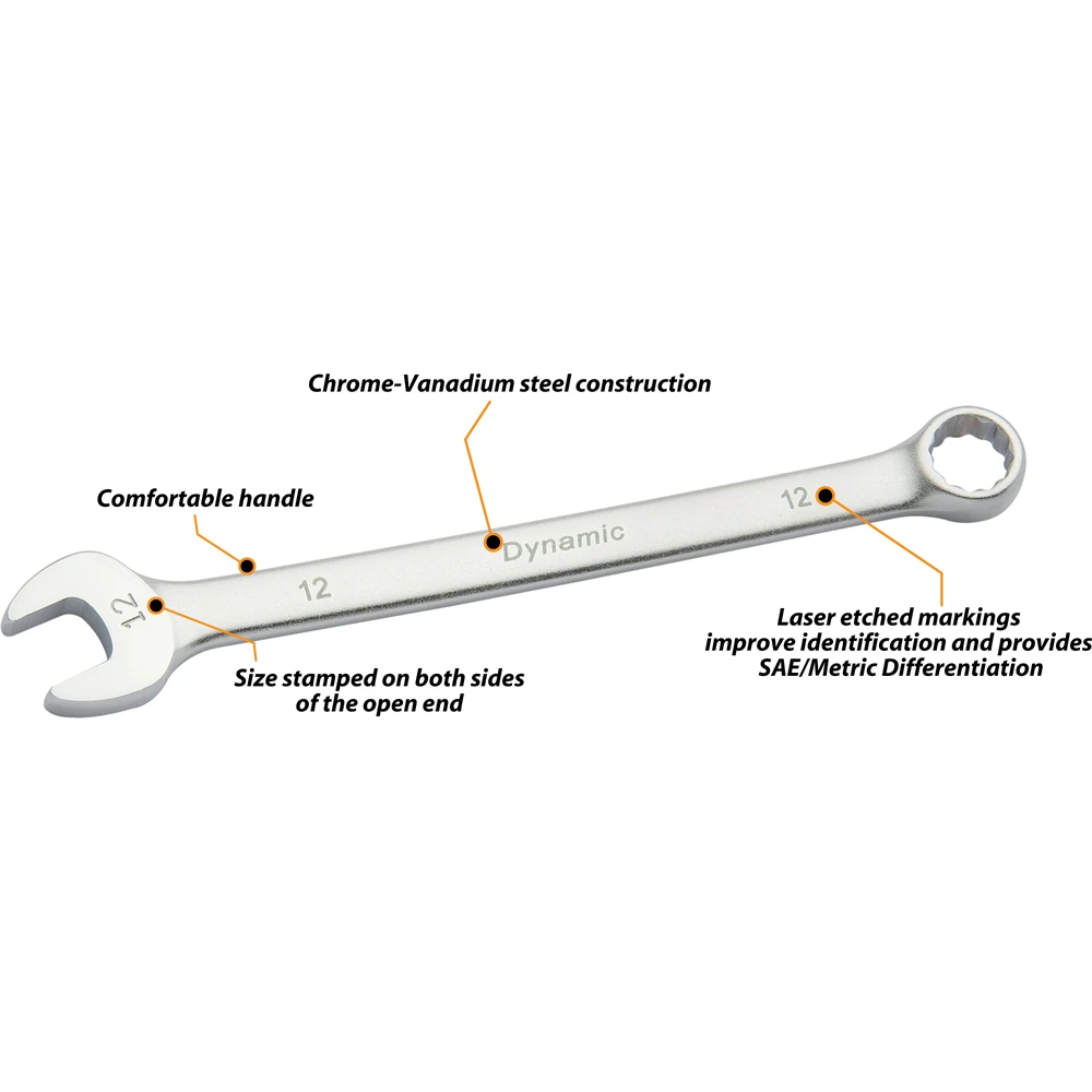 Dynamic Tools 18mm 12 Point Combination Wrench, Contractor Series, Satin Finish (D074418) — product image 3