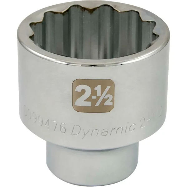 Dynamic Tools 2-1/2" X 1" Drive, 12 Point Standard Length, Chrome Socket (D099476)