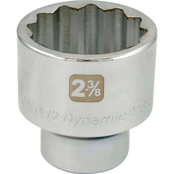 Dynamic Tools 2-3/8" X 1" Drive, 12 Point Standard Length, Chrome Socket (D099472)