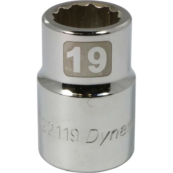 Dynamic Tools 3/4" Drive 12 Point Metric, 19mm Standard Length, Chrome Finish Socket (D022119)