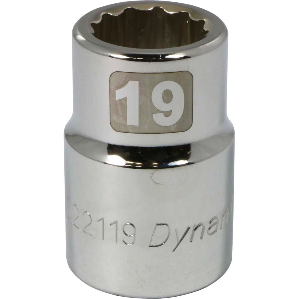 Dynamic Tools 3/4" Drive 12 Point Metric, 19mm Standard Length, Chrome Finish Socket (D022119)