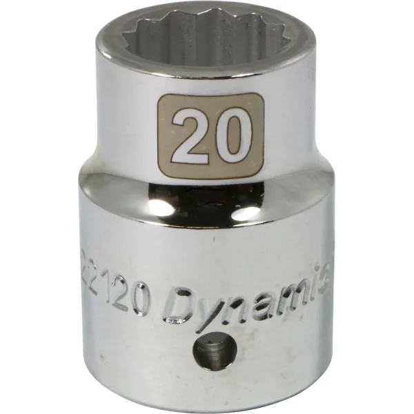Dynamic Tools 3/4" Drive 12 Point Metric, 20mm Standard Length, Chrome Finish Socket (D022120)