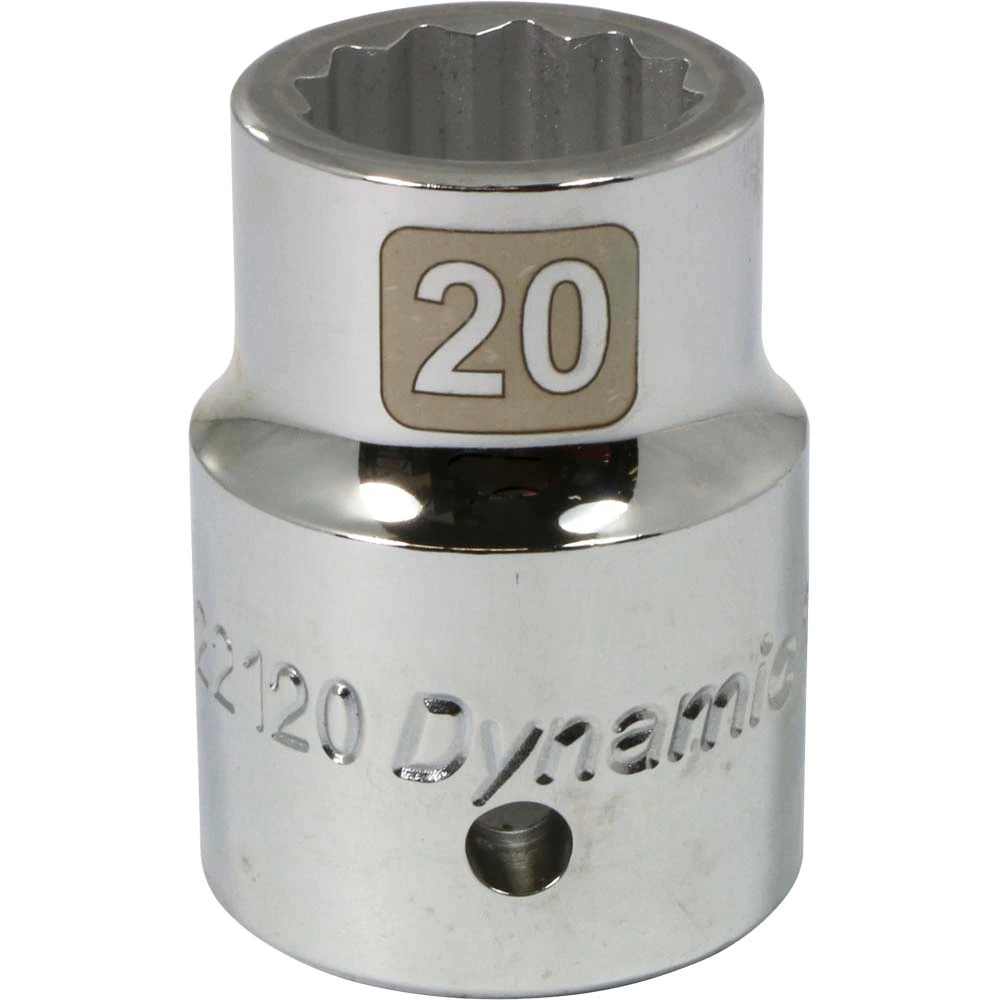 Dynamic Tools 3/4" Drive 12 Point Metric, 20mm Standard Length, Chrome Finish Socket (D022120)