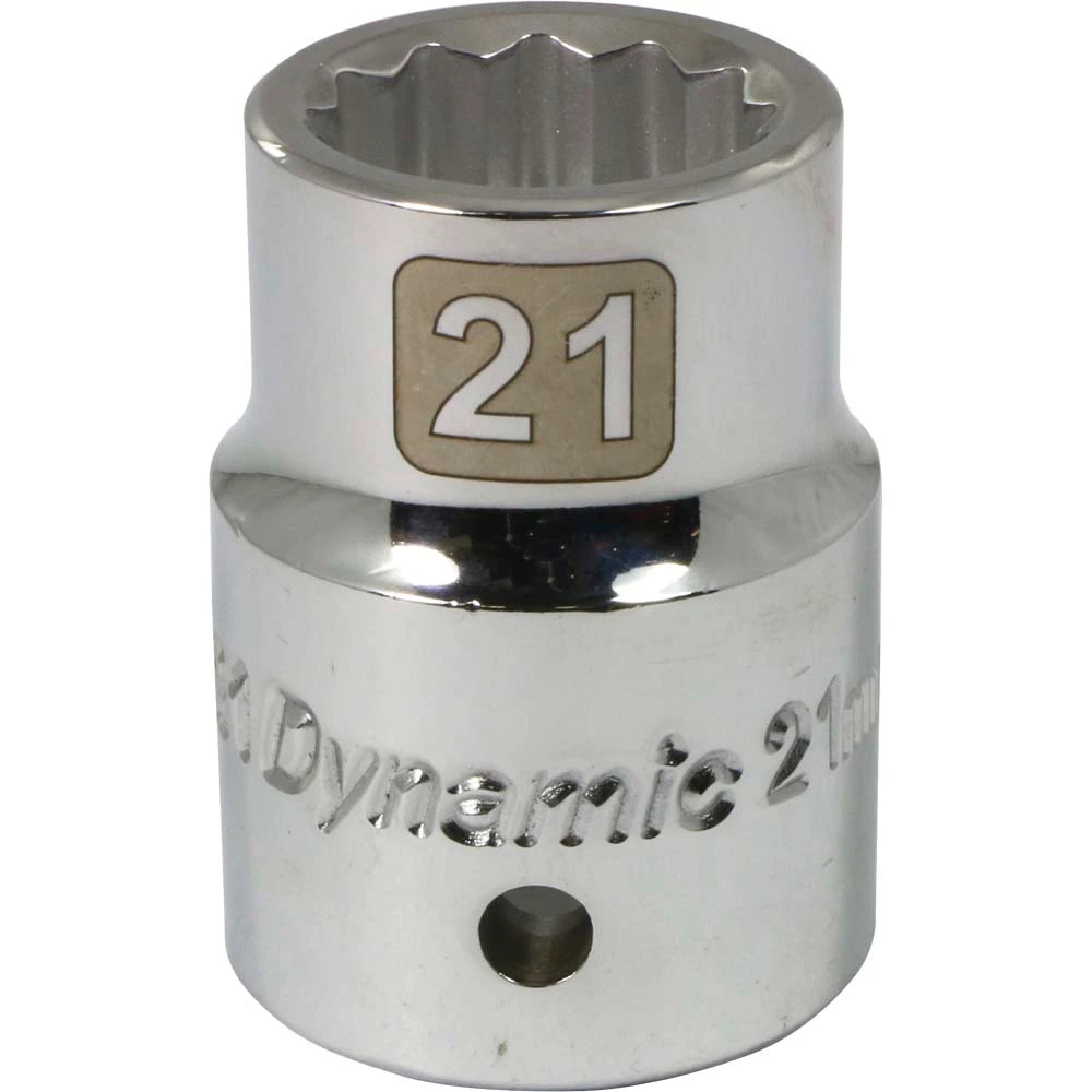 Dynamic Tools 3/4" Drive 12 Point Metric, 21mm Standard Length, Chrome Finish Socket (D022121)