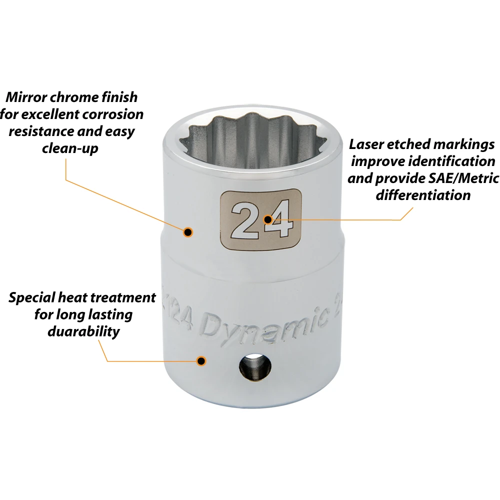 Dynamic Tools 3/4" Drive 12 Point Metric, 21mm Standard Length, Chrome Finish Socket (D022121) — product image 3