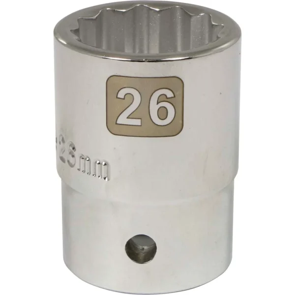 Dynamic Tools 3/4" Drive 12 Point Metric, 26mm Standard Length, Chrome Finish Socket (D022126)