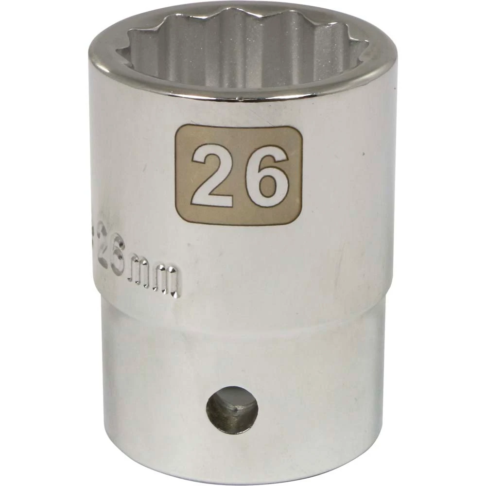 Dynamic Tools 3/4" Drive 12 Point Metric, 26mm Standard Length, Chrome Finish Socket (D022126)