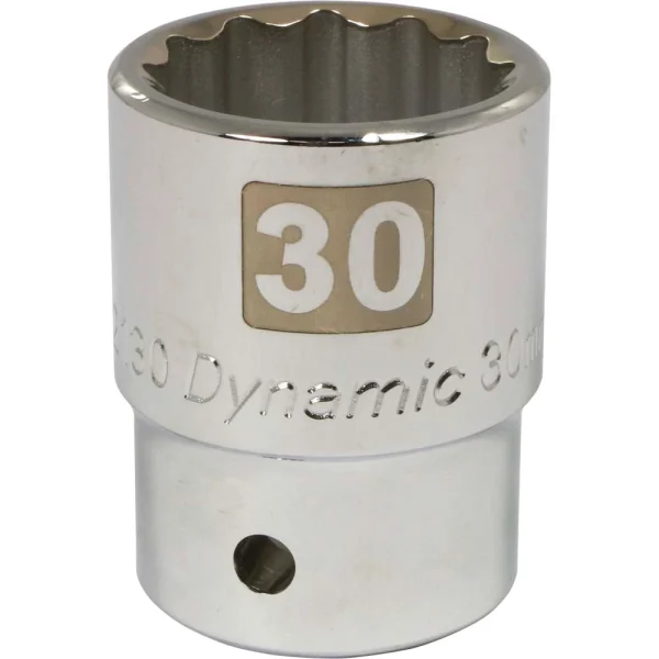Dynamic Tools 3/4" Drive 12 Point Metric, 30mm Standard Length, Chrome Finish Socket (D022130)