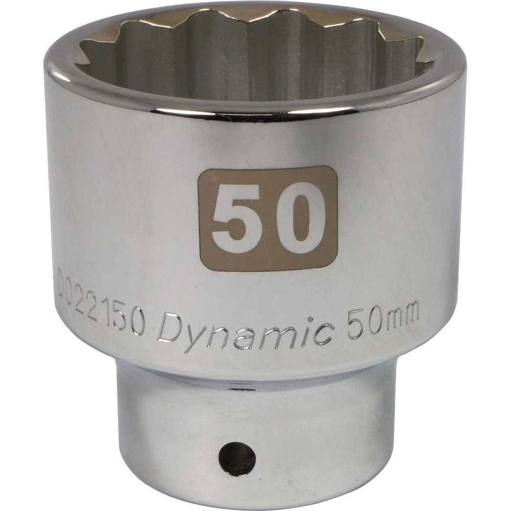 Dynamic Tools 3/4" Drive 12 Point Metric, 50mm Standard Length, Chrome Finish Socket (D022150)