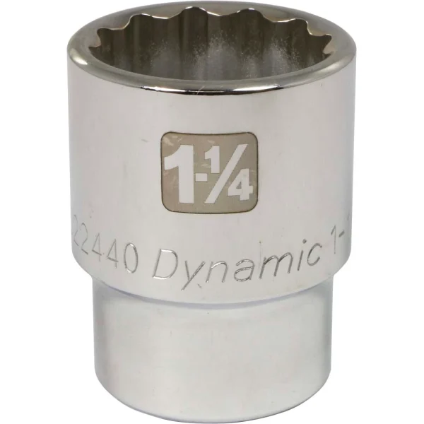 Dynamic Tools 3/4" Drive 12 Point SAE, 1-1/4" Standard Length, Chrome Finish Socket (D022440)