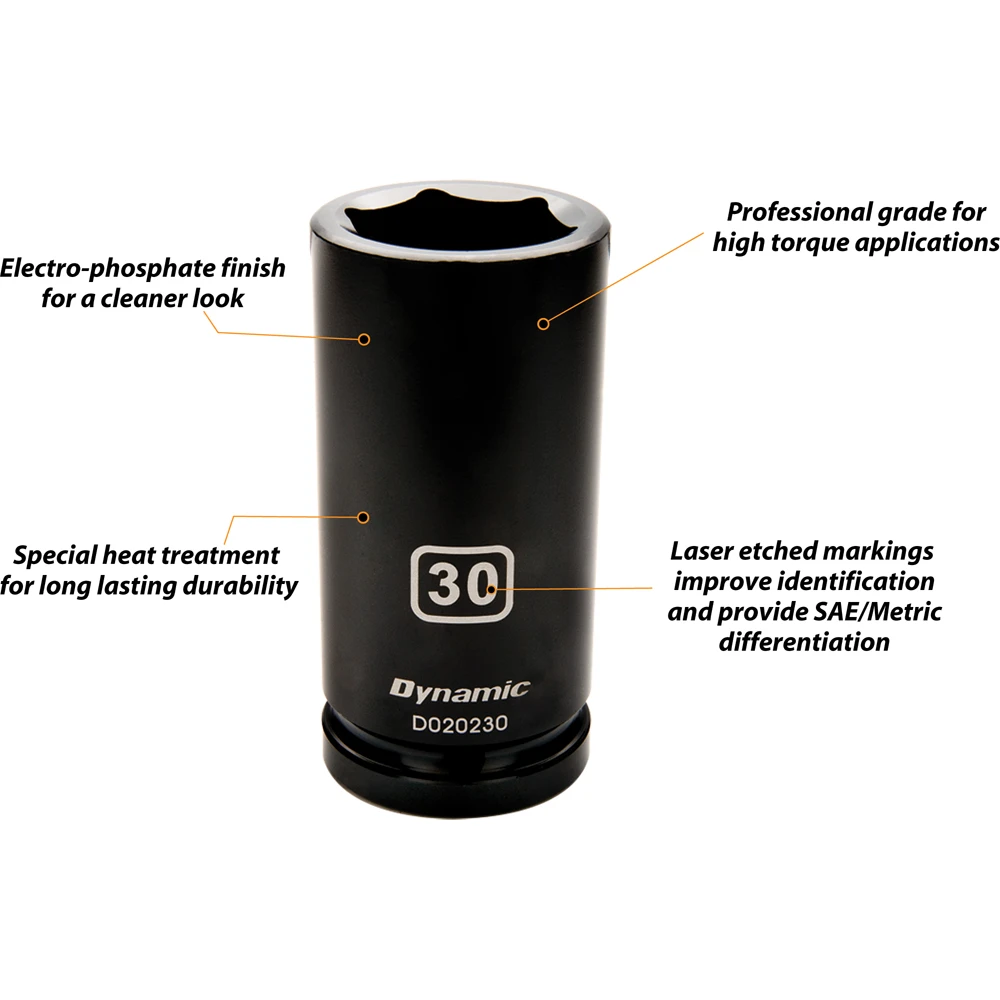 Dynamic Tools 3/4" Drive 6 Point Metric, 30mm Deep Length, Impact Socket (D020230) — product image 5