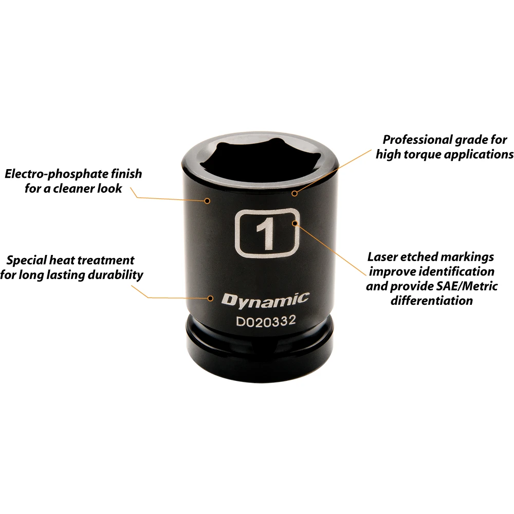 Dynamic Tools 3/4" Drive 6 Point SAE, 1-1/4" Standard Length, Impact Socket (D020340) — product image 3