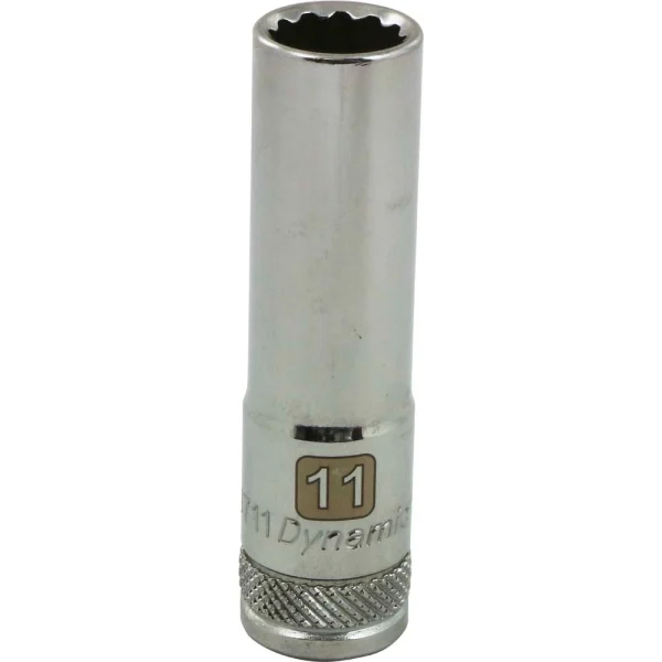 Dynamic Tools 3/8" Drive 12 Point Metric, 11mm Deep Length, Chrome Finish Socket (D009711)