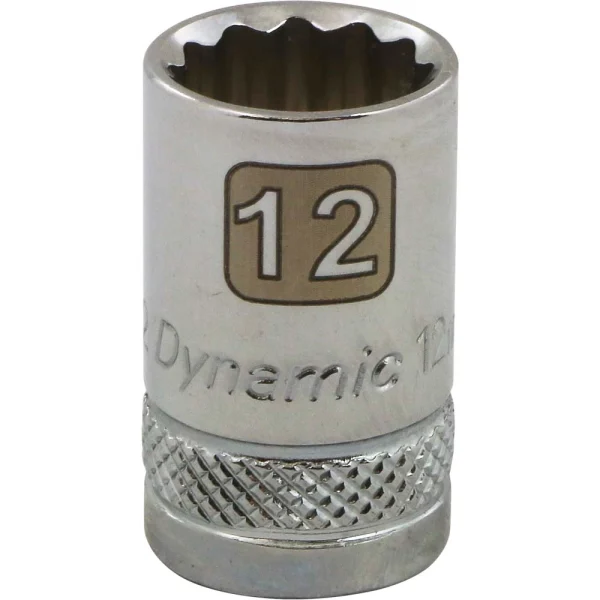 Dynamic Tools 3/8" Drive 12 Point Metric, 12mm Standard Length, Chrome Finish Socket (D009112)