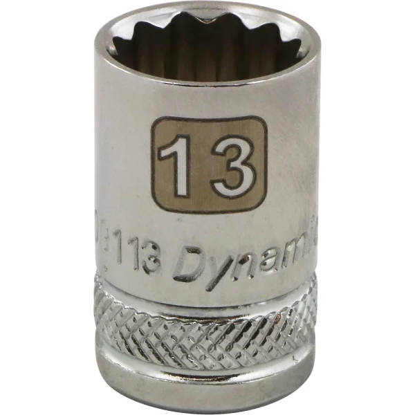 Dynamic Tools 3/8" Drive 12 Point Metric, 13mm Standard Length, Chrome Finish Socket (D009113)