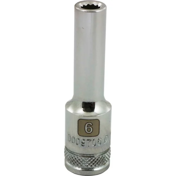 Dynamic Tools 3/8" Drive 12 Point Metric, 6mm Deep Length, Chrome Finish Socket (D009706)