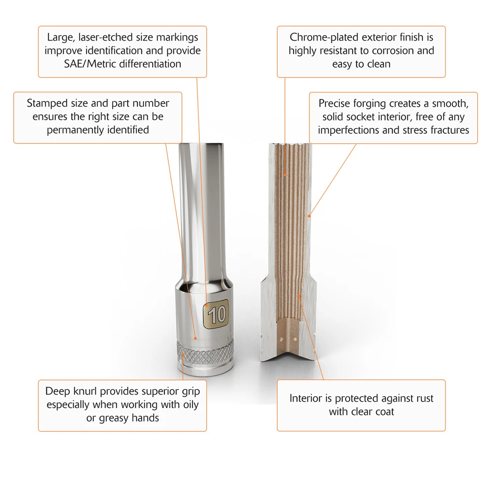 Dynamic Tools 3/8" Drive 12 Point Metric, 7mm Deep Length, Chrome Finish Socket (D009707) — product image 9