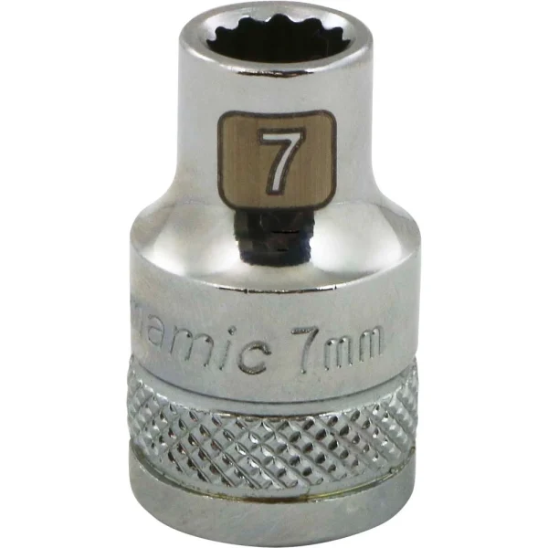 Dynamic Tools 3/8" Drive 12 Point Metric, 7mm Standard Length, Chrome Finish Socket (D009107)