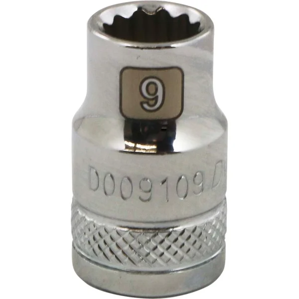 Dynamic Tools 3/8" Drive 12 Point Metric, 9mm Standard Length, Chrome Finish Socket (D009109)