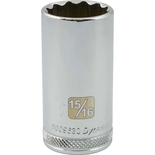 Dynamic Tools 3/8" Drive 12 Point SAE, 15/16" Deep Length, Chrome Finish Socket (D009630)
