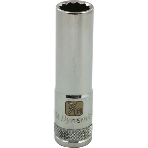 Dynamic Tools 3/8" Drive 12 Point SAE, 7/16" Deep Length, Chrome Finish Socket (D009614)