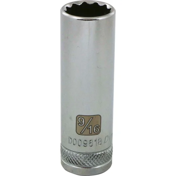 Dynamic Tools 3/8" Drive 12 Point SAE, 9/16" Deep Length, Chrome Finish Socket (D009618)
