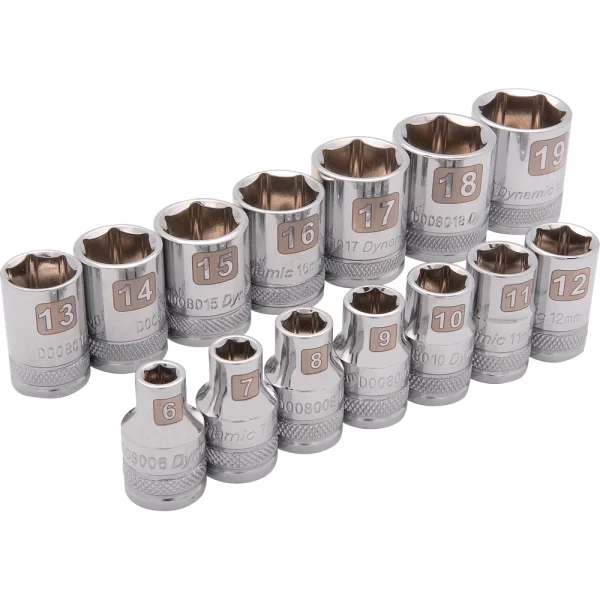 Dynamic Tools 3/8" Drive 14 Piece 6 Point, Standard Metric Socket Set, 6mm - 19mm (D010004)
