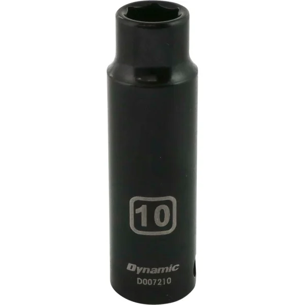 Dynamic Tools 3/8" Drive 6 Point Metric, 10mm Deep Length, Impact Socket (D007210)