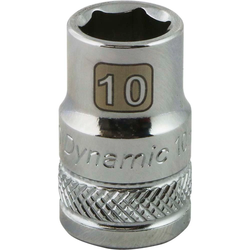 Dynamic Tools 3/8" Drive 6 Point Metric, 10mm Standard Length, Chrome Finish Socket (D008010)