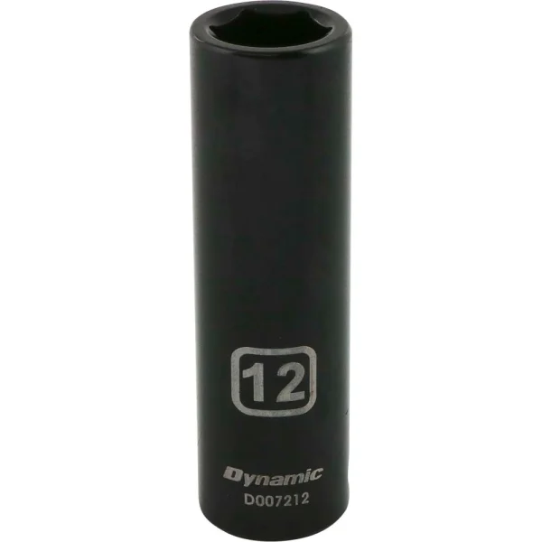 Dynamic Tools 3/8" Drive 6 Point Metric, 12mm Deep Length, Impact Socket (D007212)