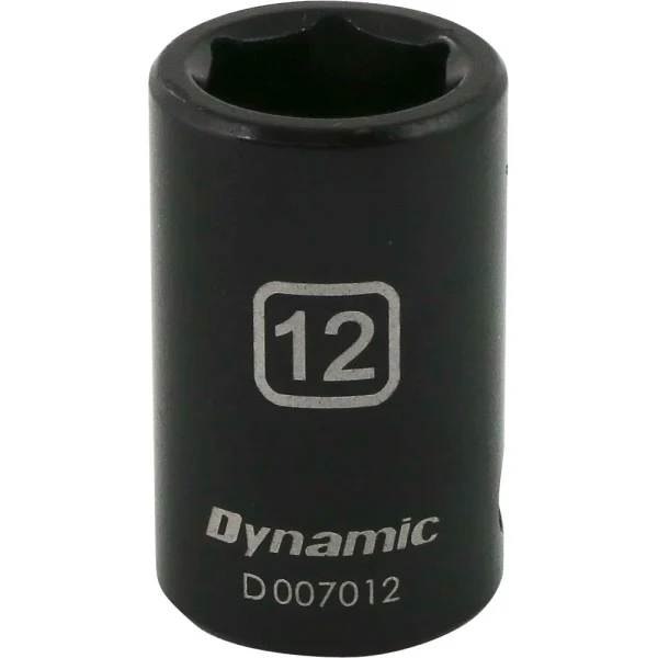 Dynamic Tools 3/8" Drive 6 Point Metric, 12mm Standard Length, Impact Socket (D007012)