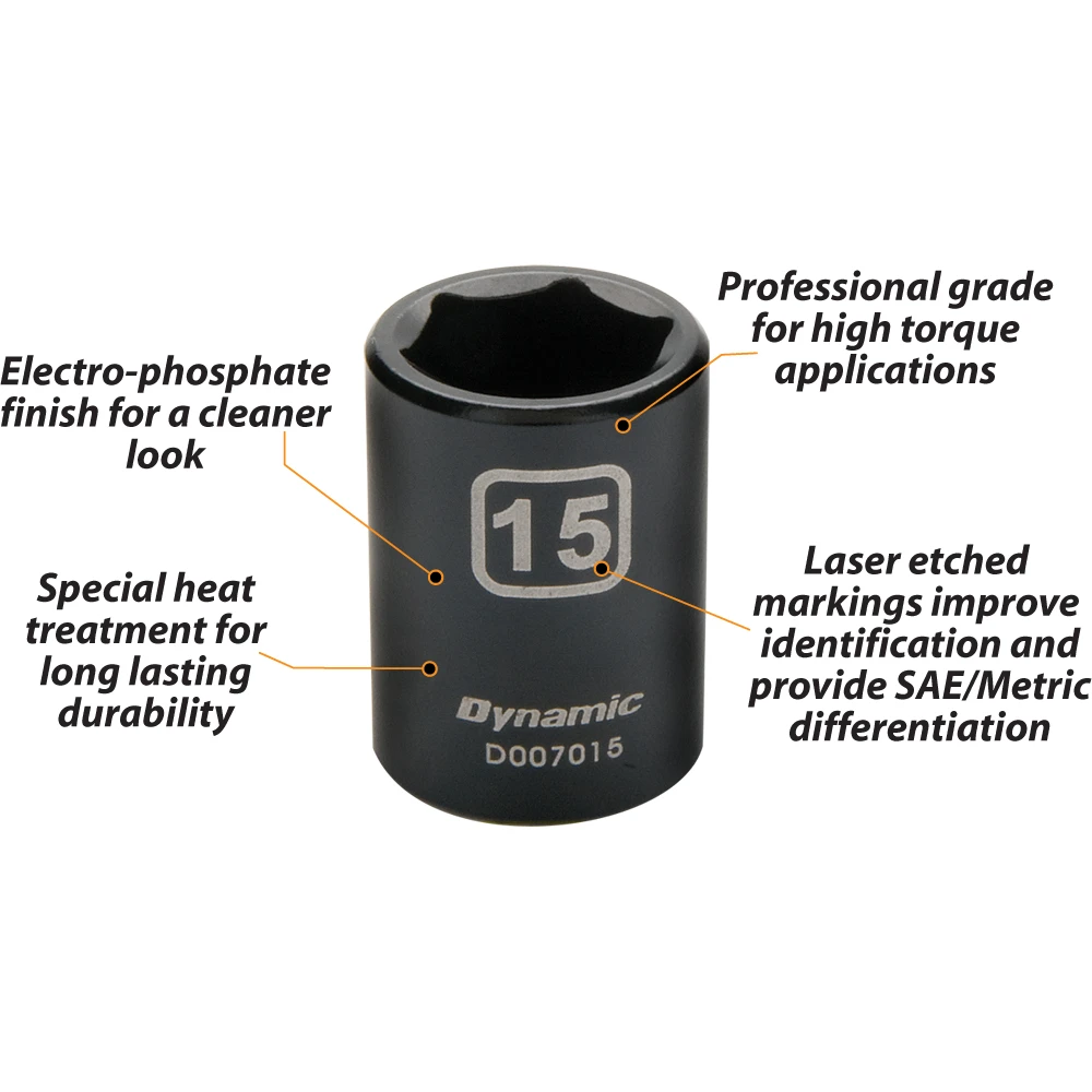 Dynamic Tools 3/8" Drive 6 Point Metric, 12mm Standard Length, Impact Socket (D007012) — product image 3