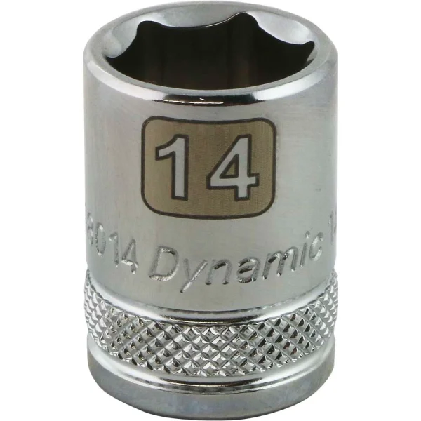 Dynamic Tools 3/8" Drive 6 Point Metric, 14mm Standard Length, Chrome Finish Socket (D008014)
