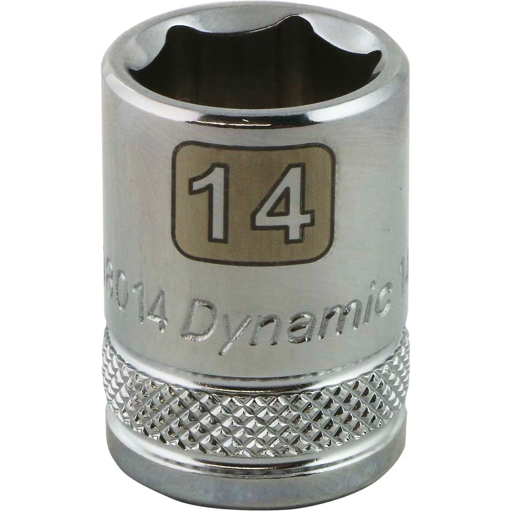 Dynamic Tools 3/8" Drive 6 Point Metric, 14mm Standard Length, Chrome Finish Socket (D008014)
