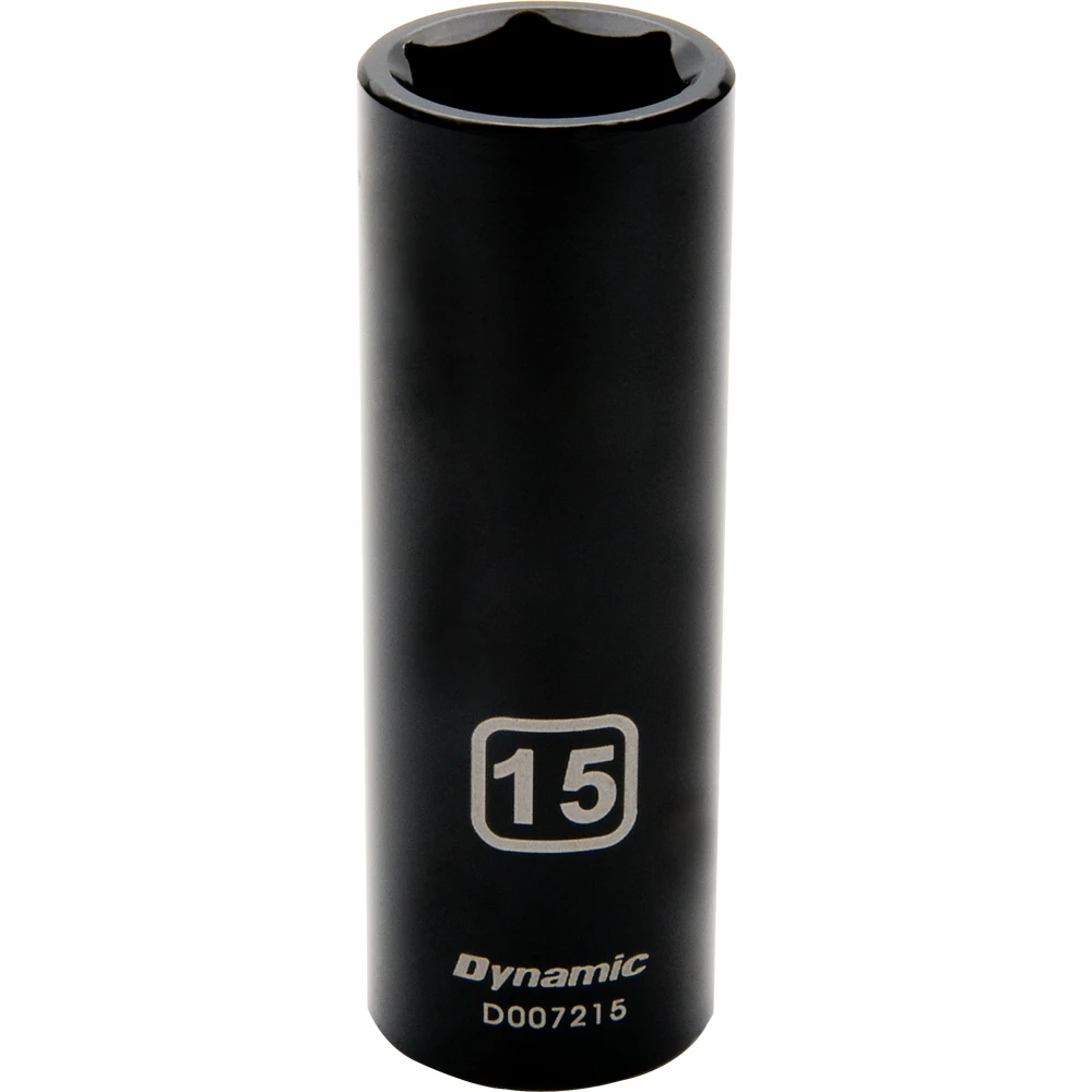 Dynamic Tools 3/8" Drive 6 Point Metric, 15mm Deep Length, Impact Socket (D007215)