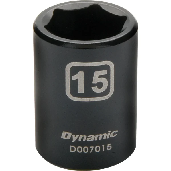 Dynamic Tools 3/8" Drive 6 Point Metric, 15mm Standard Length, Impact Socket (D007015)
