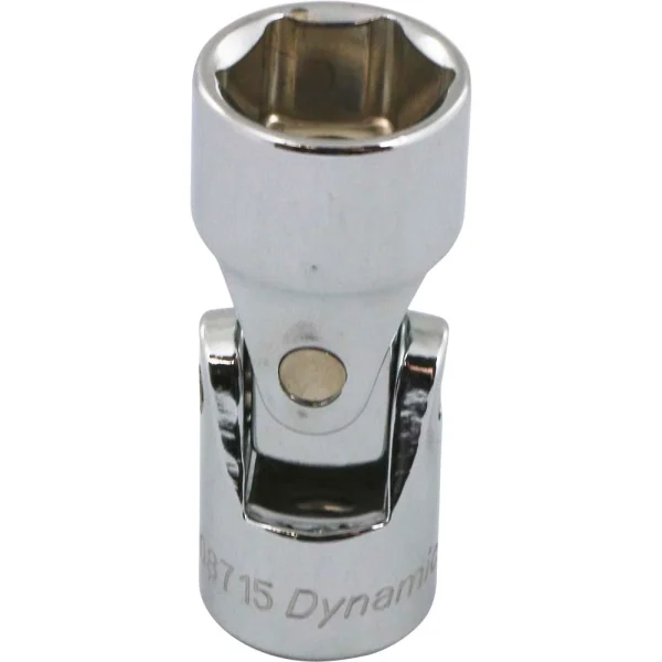 Dynamic Tools 3/8" Drive 6 Point Metric, 15mm Universal Joint Socket, Chrome Finish (D008715)