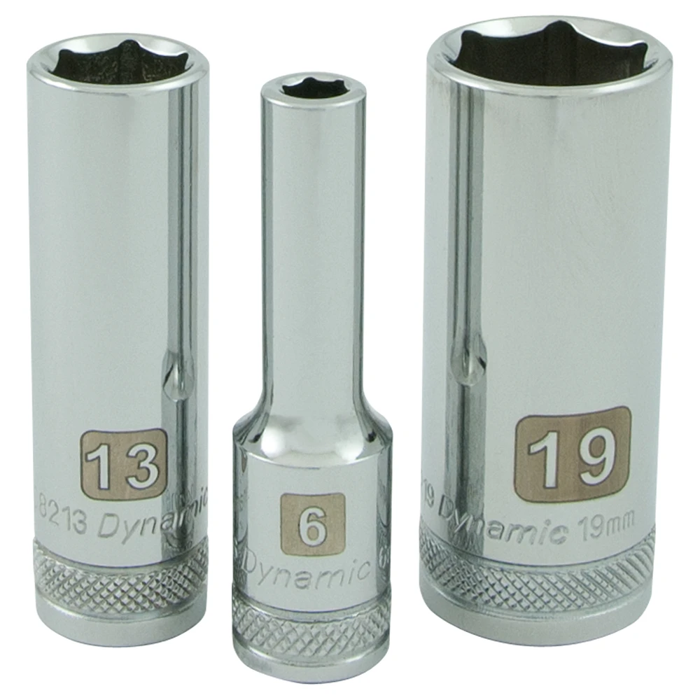 Dynamic Tools 3/8" Drive 6 Point Metric, 16mm Deep Length, Chrome Finish Socket (D008216) — product image 5