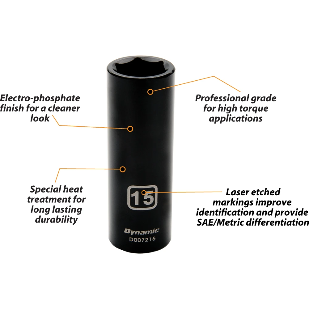 Dynamic Tools 3/8" Drive 6 Point Metric, 16mm Deep Length, Impact Socket (D007216) — product image 3